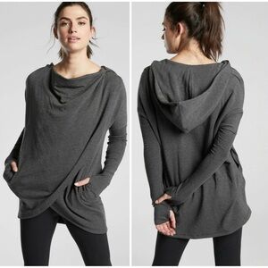 ✨NWT✨ Athleta Purana Wrap Sweatshirt in Charcoal Gray | Size Small